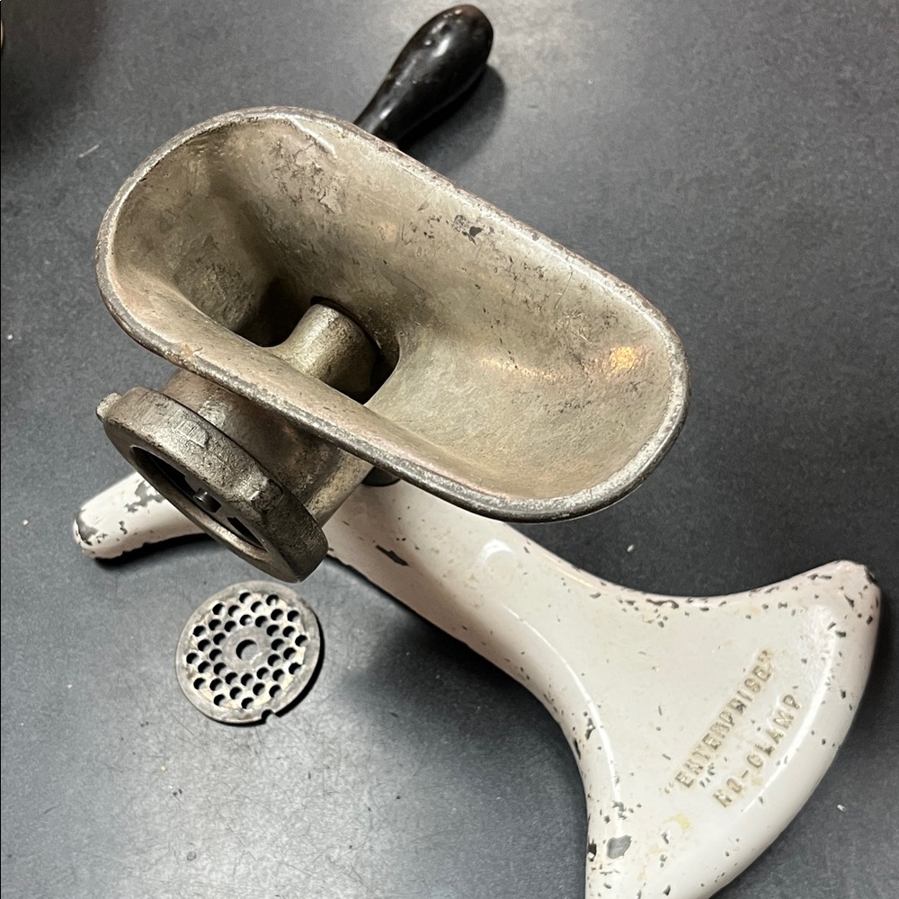 Vintage Metal Grinder with Wooden Handle